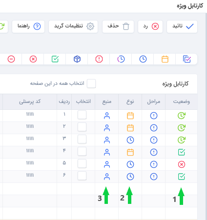 کارتابل ویژه در نرم افزار حضور و غیاب